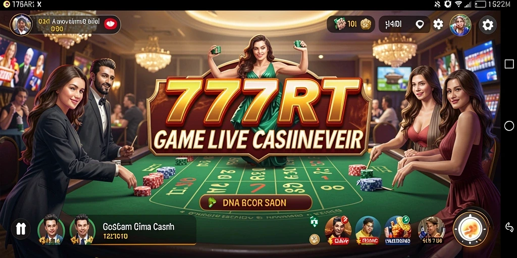 Tangkapan layar gameplay Live Casino di 777RT, menampilkan dealer profesional dan permainan seru.