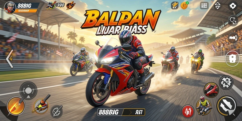 Gameplay menegangkan dengan balapan motor yang seru.