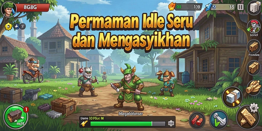 Screenshot gameplay 8G8G dengan tampilan Idle yang menarik.