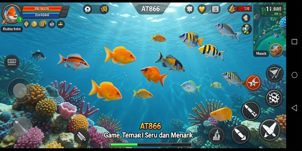 Screenshot AT866 menampilkan aksi intens dalam gameplay Tembak Ikan.