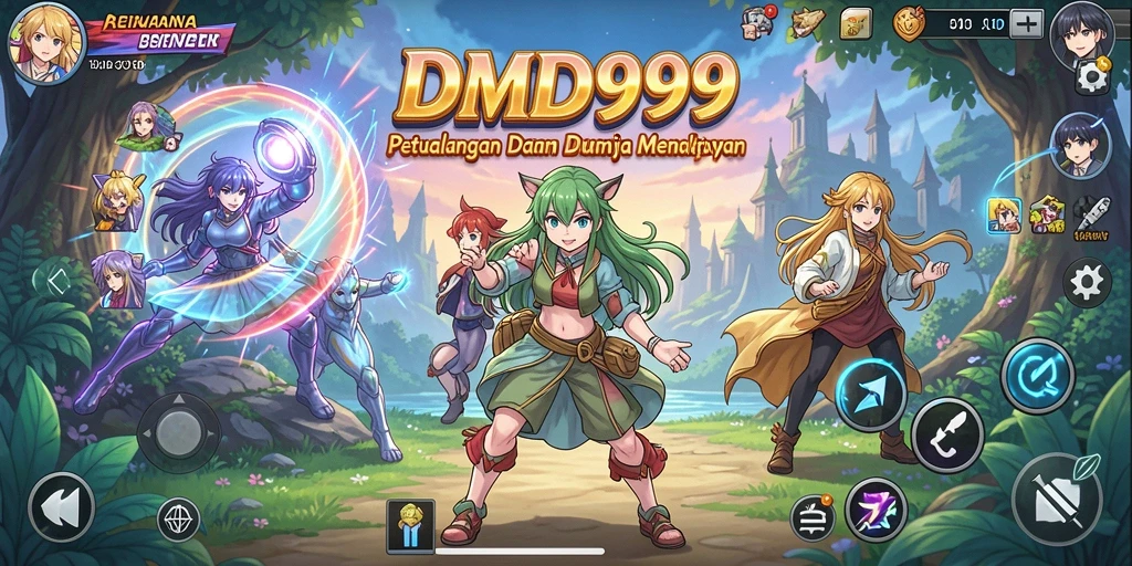 Tampilan gameplay DMD999 dengan karakter anime yang menggugah semangat.