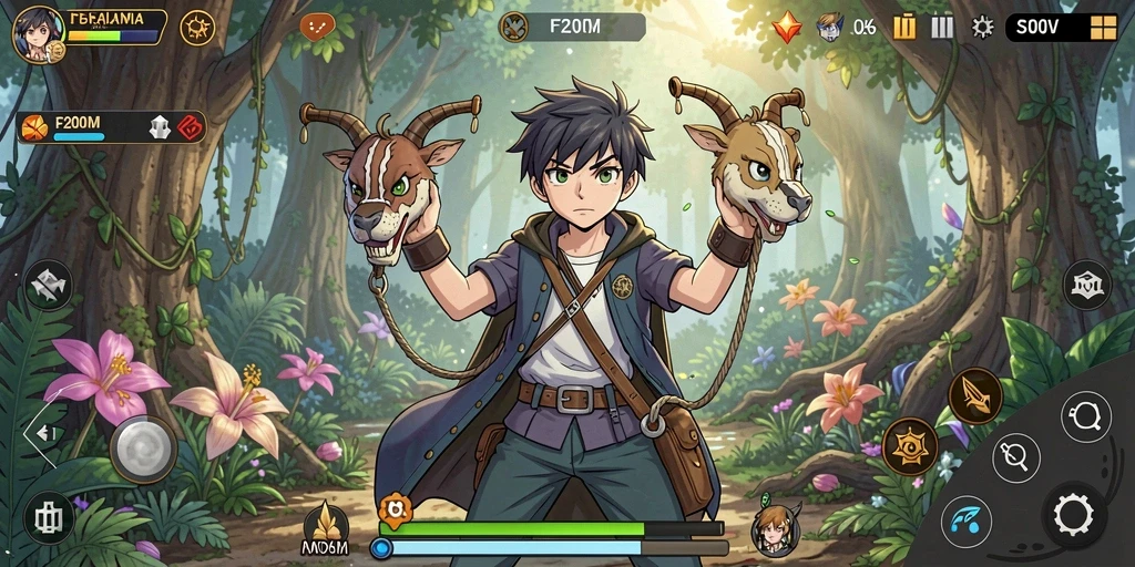 Tampilan gameplay menarik dari F200M dengan karakter Anime penuh warna.