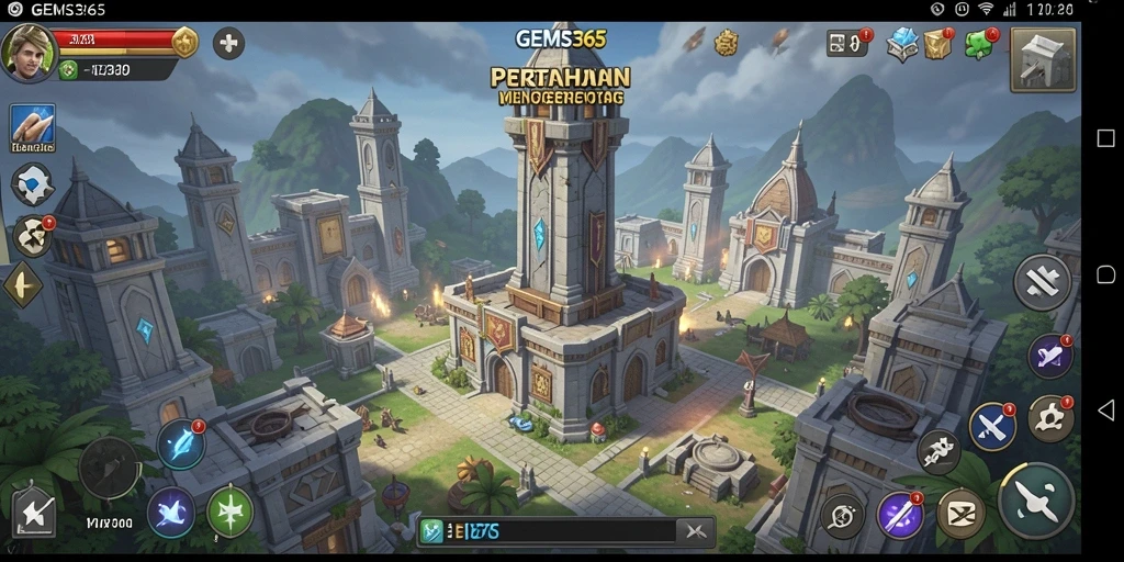 Tangkapan layar menampilkan pertahanan menara yang epik dalam GEMS365.