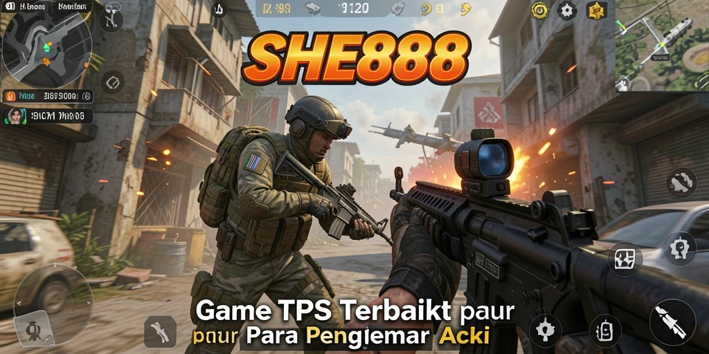 Tangkapan layar menampilkan aksi intense gameplay TPS SHE888.