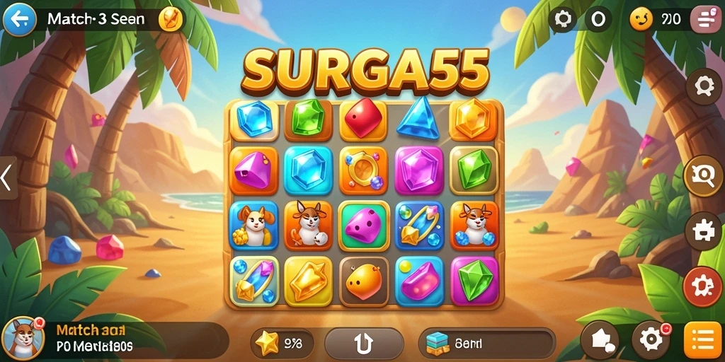 Tangkapan layar SURGA55 menampilkan gameplay Match-3 yang menarik.